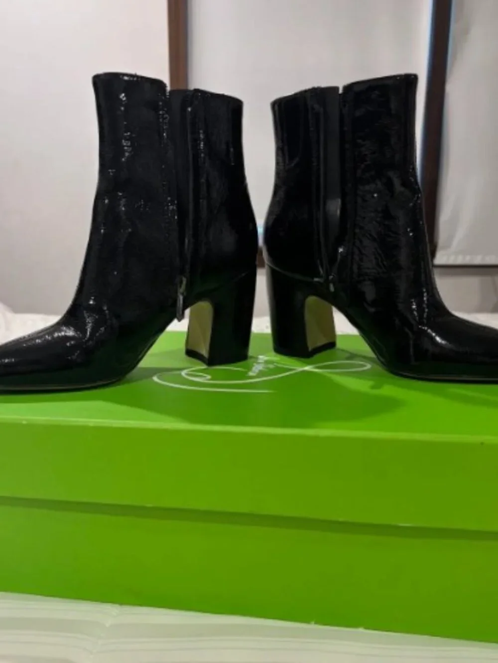 Sam Edelman Ankle Boots – Black Patent Leather Look. Size 7